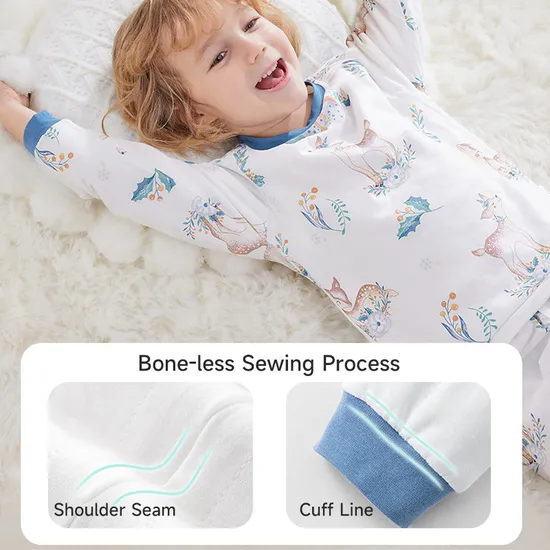 100% Cotton Loungewear Pajamas Sets Baby Thermal Pajamas Kids Round Neck Wide Loose Baby Sleepwear Sets