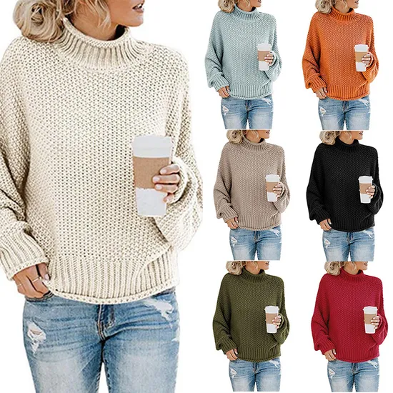 Autumn& Winter Cotton Knitwear Women Fashion Thick Line Pullover Clothing Sweater