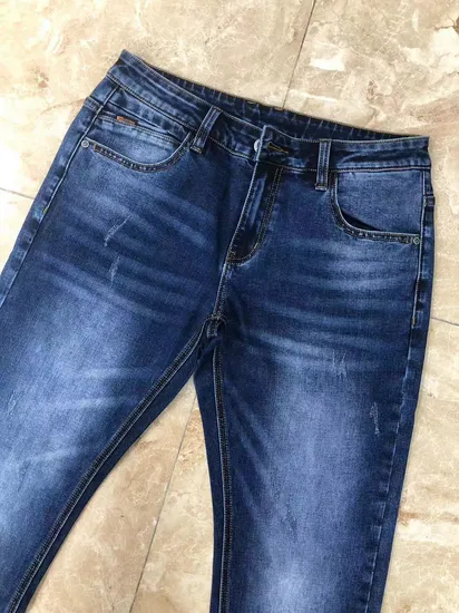 European Style Traditional Classic Style Blue Dark Indigo Close-Fitting Casual Fashionable Denim Jeans for Men (S0912#5)