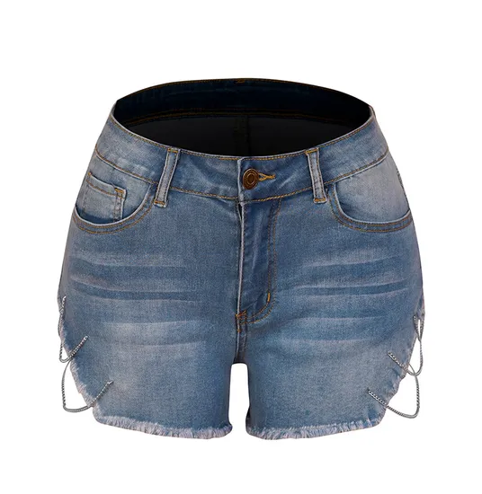 Hot Seller Slit Ladies Sexy High Stretch Chic Groovy Shorts Jeans