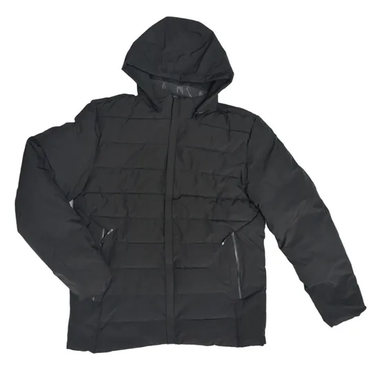 China Factory Casual Thick Puffer Jacket: Quilted Design with Hood and Zipper Size M