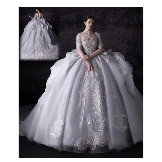 Customized Fashion Design Ball Gown Princess Wedding Dress with Lace