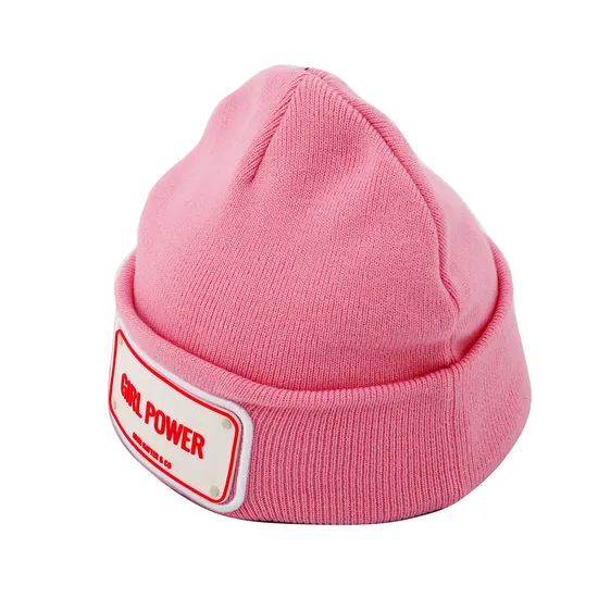 OEKO-TEX STANDARD 100 High Quality Warm TPU Logo Pink Color Beanie Cap