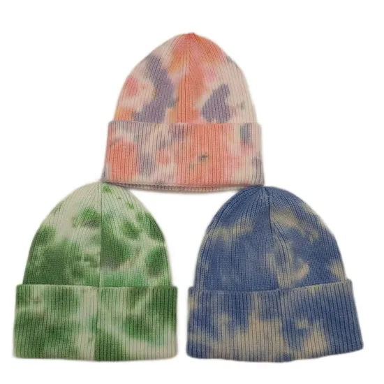 Custom Cap Fashion Dyed Closed Top Flanged Corner Machine Knitted Beanie Winter Acrylic Multi Color Warm Men′s and Women′s Hats