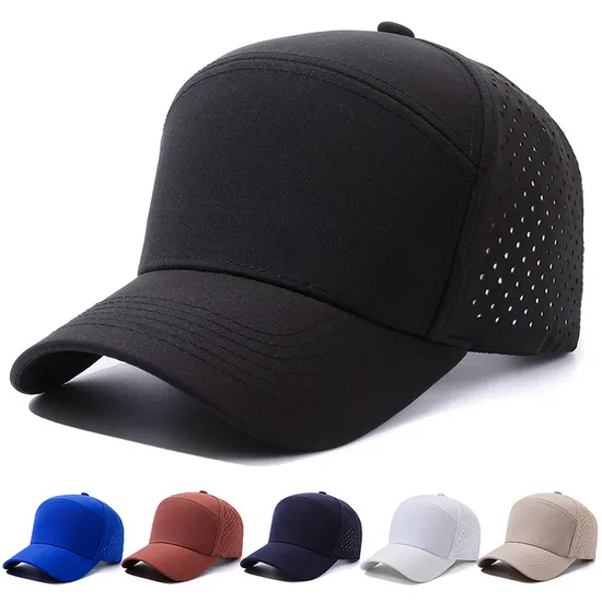 High Quality Breathable Quick Drying 6 Panel Laser Perforated Baseball Caps Sun Protection Hat Structured Mesh Trucker Hats