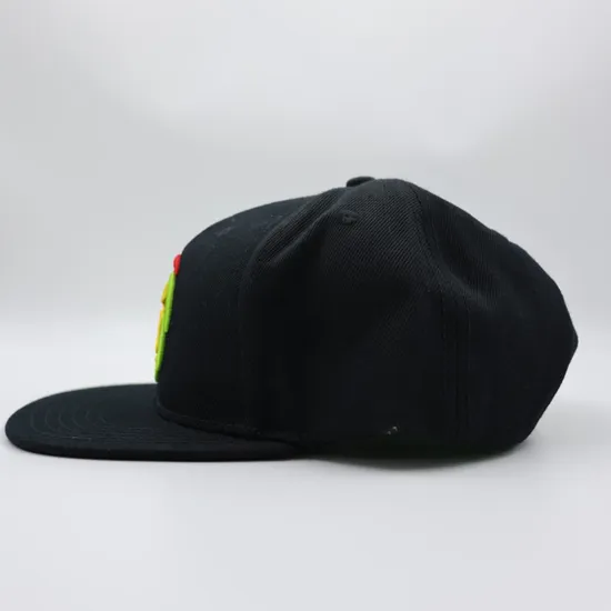 GRS Wholesale Fashion Embroidery Custom 6 Panel Black Flat Snapback Baseball Hat