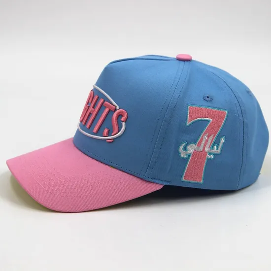 100% Cotton Fashion Exquisite 3D Embroidery Baseball Snapback Caps with Front and Side Embroidery