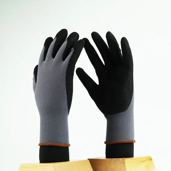 Factory Outlet Store Protective Nylon Spandex Sandy Nitrile Safety Work Gloves