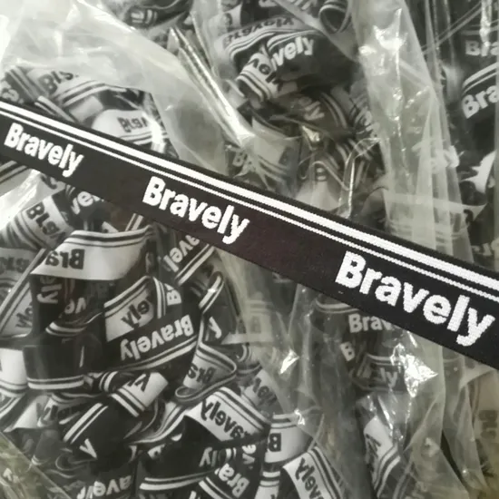 Custom Design Embroidery Jacquard Word Elastic Made of Polyester Spandex