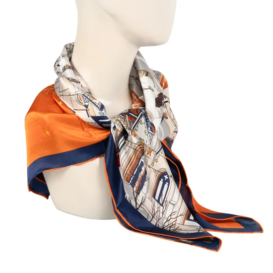 Luxury Twill Silk Purple Colour Square Scarf