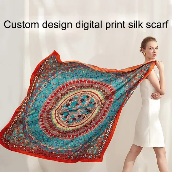 Custom Women Fashion Digital Print Silk Scarf