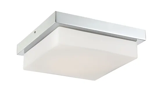 Square 12 Inch Chrome LED Ceiling Light with Opal Glass (LED-15233-18)