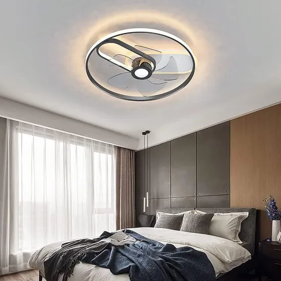 Modern Ceiling Fan with Light and Remote Control, Living Room Integrated Fan Light with Timer