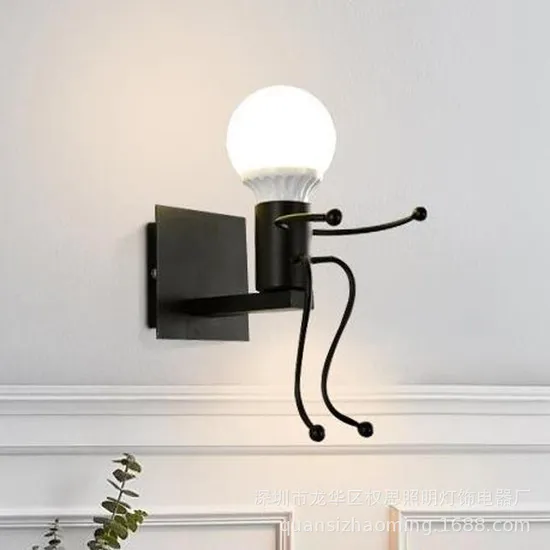 Hot Sale Hotel Decorative Simple Vintage Creative Little Humanoid Wall Lamp