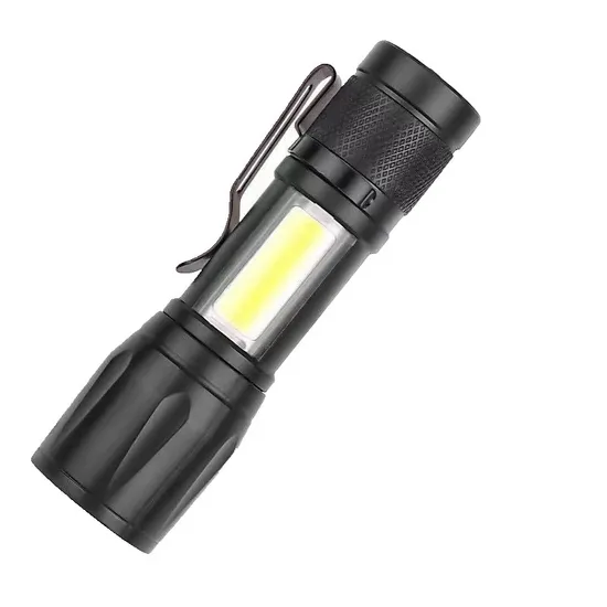 Mini Aluminum Alloy Flood Light Torch COB LED USB Rechargeable Torch Zoom Flashlight