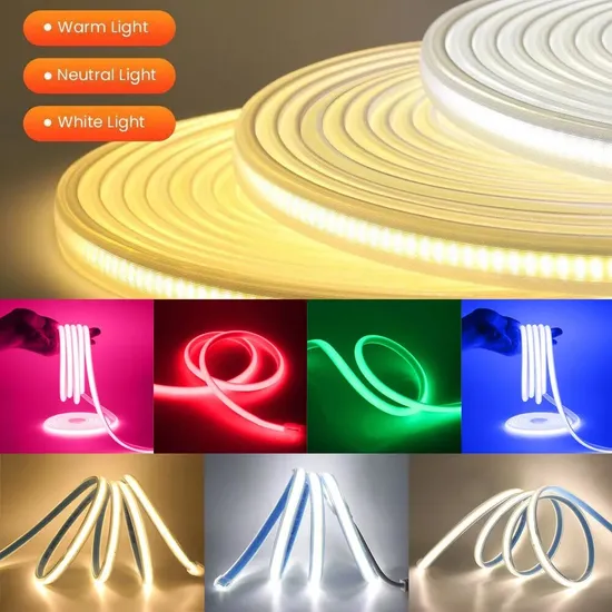 220V Outdoor 288LEDs/M LED COB Strip Light IP65 Waterproof High Fexibility Safety for Permanent Neon Lighting