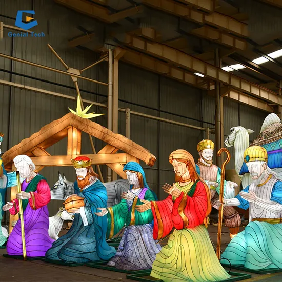 Waterproof Large Outdoor Custom Festival Lantern Theme Religious Lantern Nativity Scene