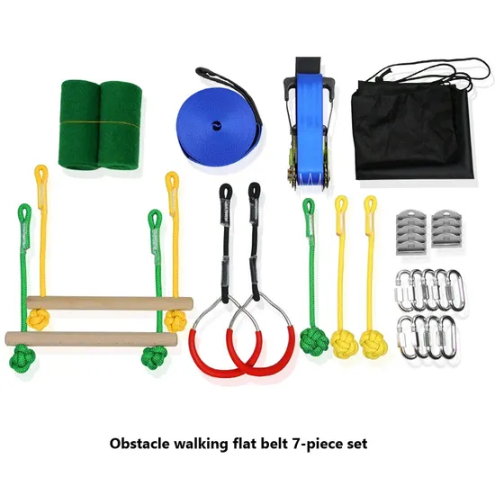 Kids Swinging Course Set Bars Fists Slackline Gym Rings Wood Monkey Bars Hanging Obstacle Course Set Ninja Slackline