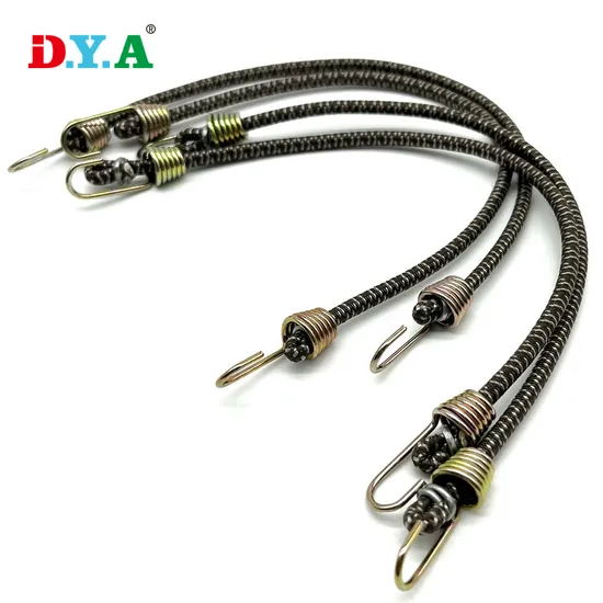 Custom 4mm Bungee Shock Cords Ties Down 80mm 120mm Elastic Rope Bungee Cord with Metal Hook for Canopy Tents