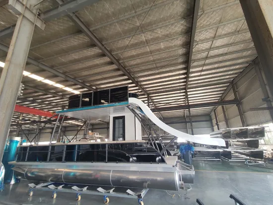 New Luxury 30FT Aluminum Double Decker Slide Pontoon Boats with Hard Top for Party, Fishing, Sport etc