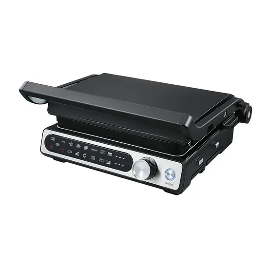 Electric Button Control BBQ Panini Barbecue Indoor 1600W Press Contact Sandwich Griddles Grill with Reversible Plates
