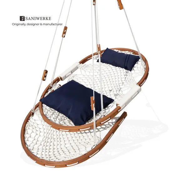 Hanging Nutshell Footrest Navy Blue Unique Hammock