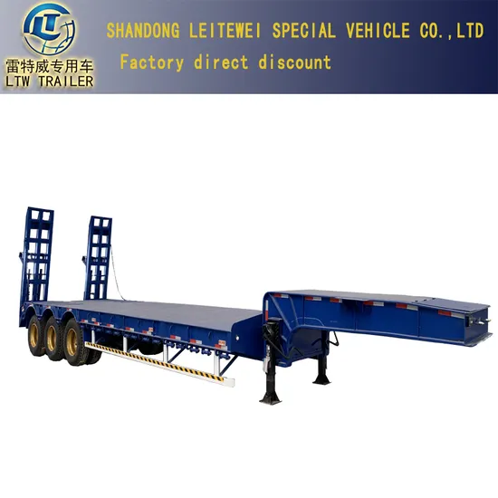 3/4/5 Axle 50 60 80 Ton Heavy Duty Gooseneck Excavator Transportlow Loader/ Lowboy/ Low Bed Lowbed Trailer Truck Semi Trailer