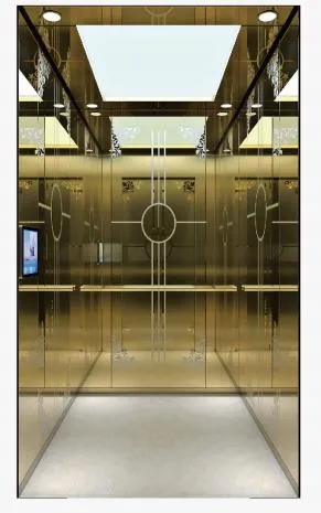 Opposite 180 Degree Golden Etching Mirro Passenger Elevator for The Residential Building OEM Elevator Factory