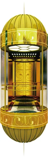 Titanium Gold Panoramic Elevator with Crown Gold Baking Finish