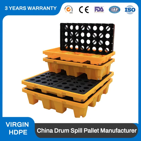 HDPE Industrial 2/4 Drum Oil Containment IBC Spill Pallets Secondary Containment Anti-Split Cargo & Storage Equipment Plastic Spill Pallets