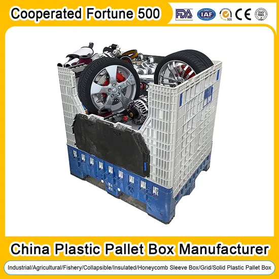 1200*1000*975/800*600*760mm Industry HDPE Large Solid Harvest Collapsible Stackable Storage Mesh Insulated Fish Sleeve Container Box for Automotive/Agricultural