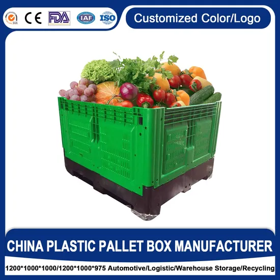 Cheap Price Heavy Duty Folding Plastic Pallet Box for Fruits Vegetables 1200X1000X810mm Collapsible Bin Container