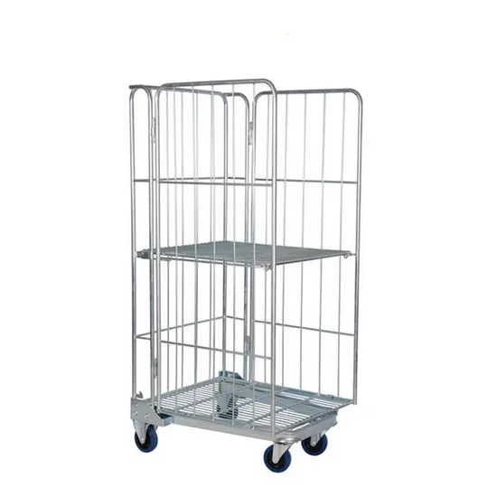 Logistic a-Frame Security Nestable Storage Containers Roll Cage 4-Sided Folding Metal Steel Wire Cargo Mesh Roll Container for Warehouse Use