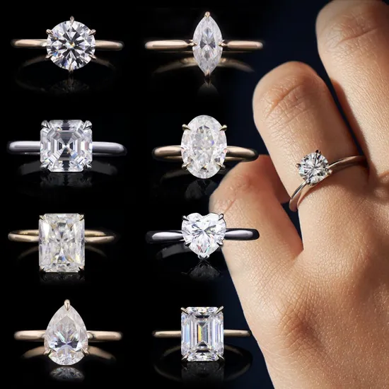 Wholesale Custom 925 Sterling Silver Wedding Fine Jewelry Rings Brilliant Cut 5A Cubic Zircon Solitaire Diamond Engagement Ring for Women