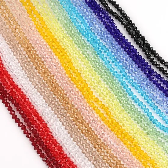 Customized Flat Round Ab Color Faceted Crystal Glass Beads