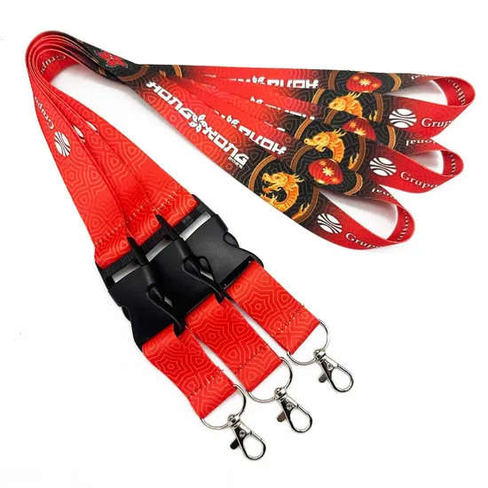 Custom Logo Polyester Nylon Silk Screen Printed Sublimation ID Card Holder Mobile Keychain Lanyard