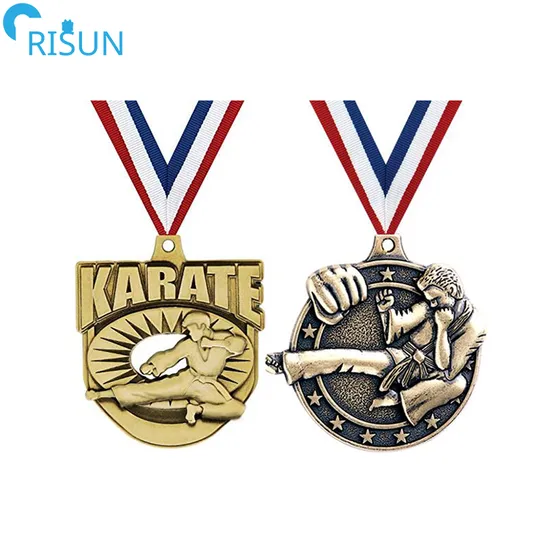 Manufacture 3D Gold Silver Bronze Boxing Taekwondo Karate Medals Award Medallions with Ribbon Lanyard Hanger Sport Medals Custom Medal Karate