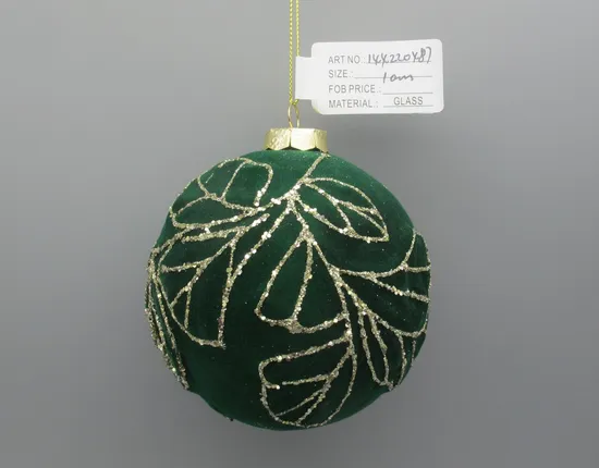 2023 Flocking Techonology Xmas LED Motif Artificial Crystal Foam Plastic Christmas Pattern Tree Ornament Glass Ball for Tree Decoration