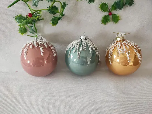 Xmas LED Motif Artificial Crystal Foam Plastic Christmas Pattern Tree Ornament Glass Ball for Christmas Decoration