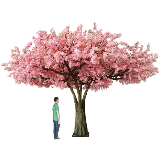 New Arrival Garden Landscaping Giant Crown Fiberglass Pink Artificial Cherry Blossom Tree for Wedding Centerpieces Decoration