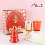 Luxury Custom Christmas Glass Perfume Oil Soy Wax Jar Candle Gift Set Home Decoration