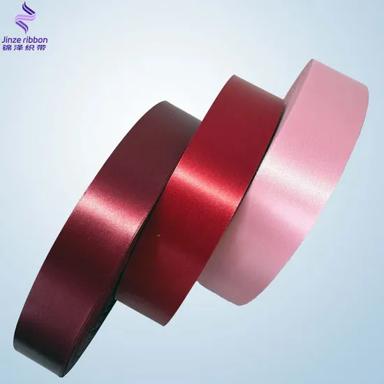 38mm Width Polyester Red Single Face Satin Ribbon Roll for Gift Wrapping