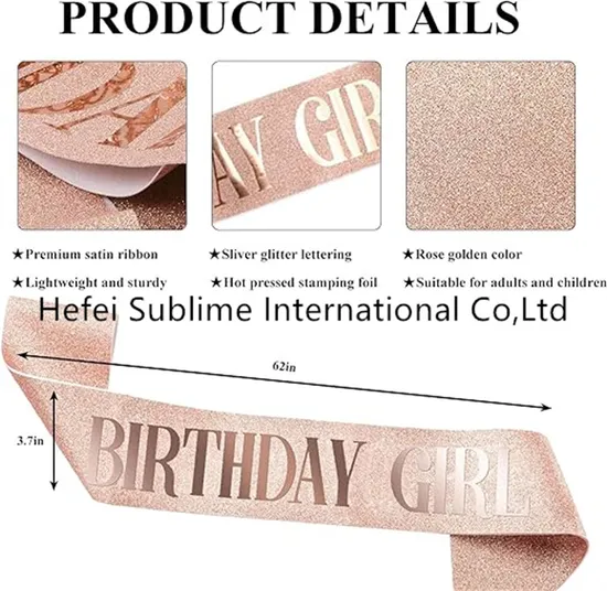 Birthday Queen/ Girl Glitter Sash Supplies Decorations