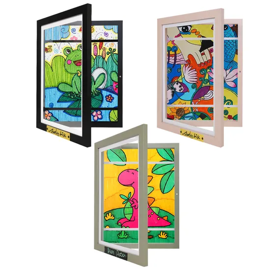 Hot Selling Custom Pink Green Blue Wood MDF Kid Artwork Name Personal Signature Photo Frame