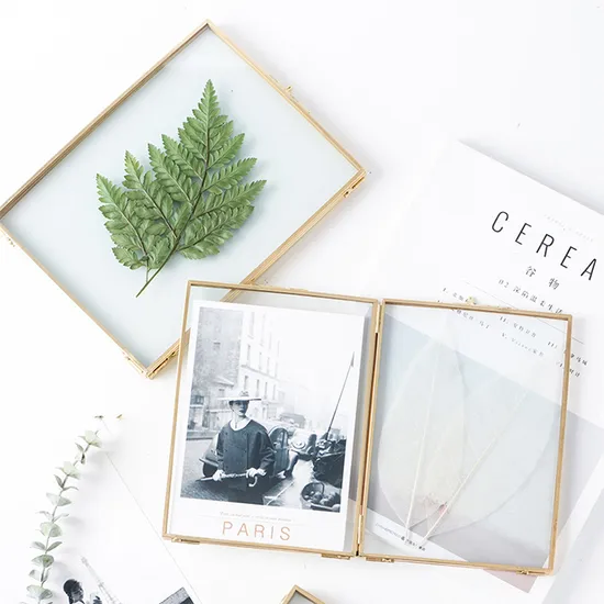 Wholesale Sets Home Decor Framed Acrylic Metal Luxury Brass Glass Gold Picture Photo Frame