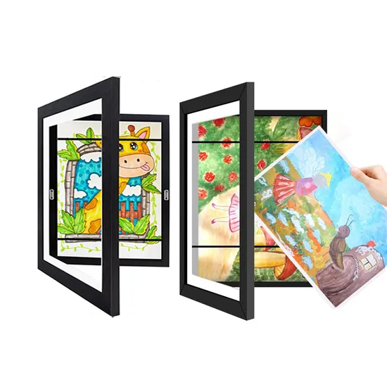 Kids Interchangeable Black Wooden Picture Frames Durable MDF Wood Children Display Frame