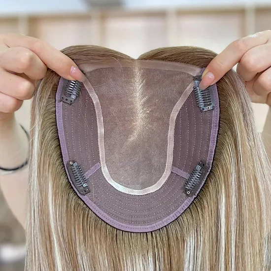 Youzi Topper Silk Lace Base Human Hair Topper for Women Russian Human Hair Toupee Double Drawn Cuticle Aligned Stock Ready to Ship
