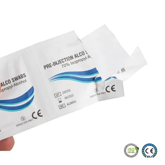 CE Saturated 75% Ethyl Alcohol Pad Pre Injection Alco Swab 70% Isopropyl Nonwoven Alcohol Pad