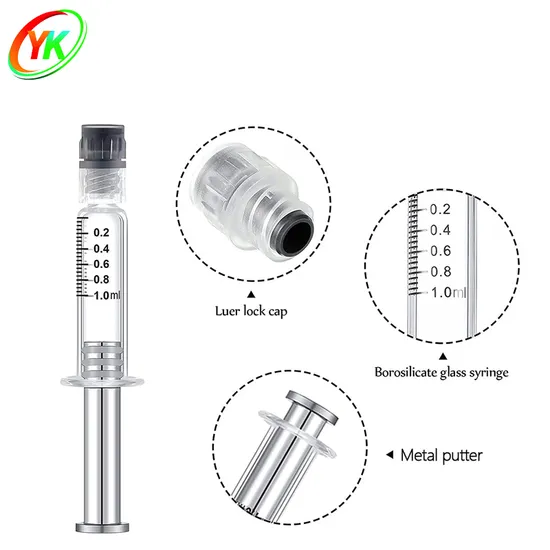 Custom Logo 1ml 2.25ml 3ml 5ml 10ml Plastic Metal Plunger Luer Lock Glass Syringes