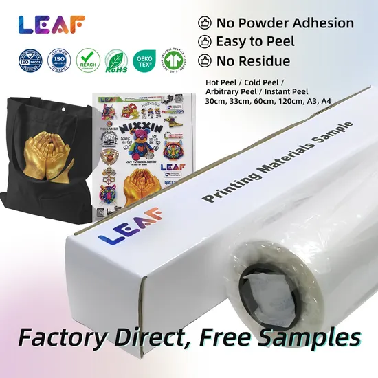 LEAF Single Double Side Hot Cold Peel Heat Transfer Film DTF Film For Clothes Heat Transfer Printing